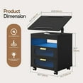 thumbnail image 2 of LED Nightstand with Wireless Charging Station, Bedroom Night Stand with Adjustable Rotary Study Table/Workable, Smart Bedside Table Night Stand with 2 Drawers and 4 Lockable Wheels (Black), 2 of 9