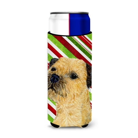 

Caroline s Treasures LH9233MUK Border Terrier Candy Cane Holiday Christmas Ultra Hugger for slim cans Slim Can
