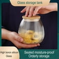 thumbnail image 3 of Topumt Glass Coffee Nuts Canister Airtight Storage Jar Petal Decorative Container with Bamboo Lid Metal Handle Easy to Grasp, 3 of 5