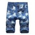 thumbnail image 1 of Wide Leg Pants Men's Ripped Denim Trunks Stretchy Washed Jeans Trunks Cut-Off Classic Fit Biker Jeans Trunks Blue M, 1 of 9