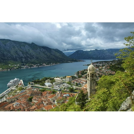Montenegro, Kotor. Cruise ship in city harbor. Print Wall Art By Jaynes (Best Shopping In Kotor)