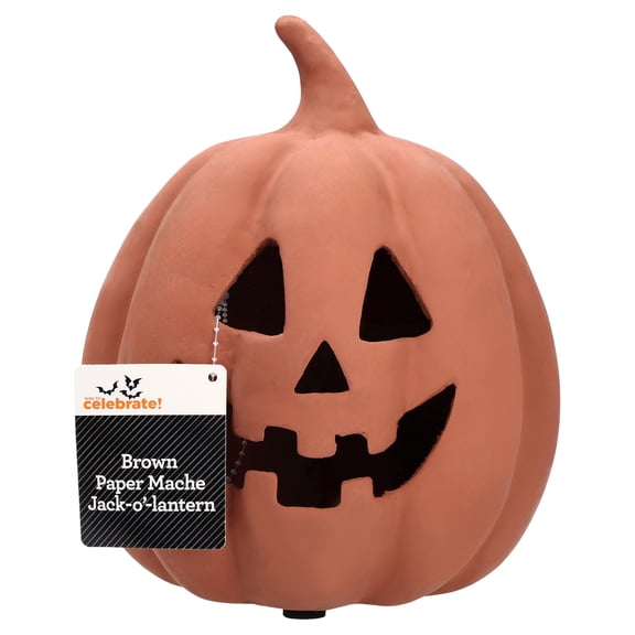 Paper Mache Jack-o'-Lantern Decoration, Brown, 8.25", Halloween by Way To Celebrate