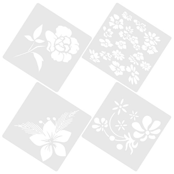 4Pcs Reusable Flower Pattern Templates Stencils for DIY Craft Embellishment