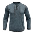 thumbnail image 6 of Zedker Mens Long Sleeve T-Shirts Casual Waffle Lace Up Cotton Shirts Crewneck Henley Outdoors Pullover Tops, 6 of 9