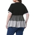 thumbnail image 4 of DARING DIVA Women's Plus Babydoll Ruffle Short Sleeve Casual Blouse 1X Black, 4 of 6