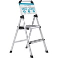 thumbnail image 2 of Step Aluminum Step Ladder - Lightweight Foldable Stepladder with Wide Non-Slip Steps - Ideal for Kitchen, Pantry, Closets, and Home Office - Space-Saving Design - Indoor Use - Silver, 2 of 9