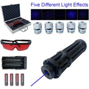 CDZHLTG 450nm Visible Beam Blue Laser Lights Pointer Pen 4pcs Batteries + Box
