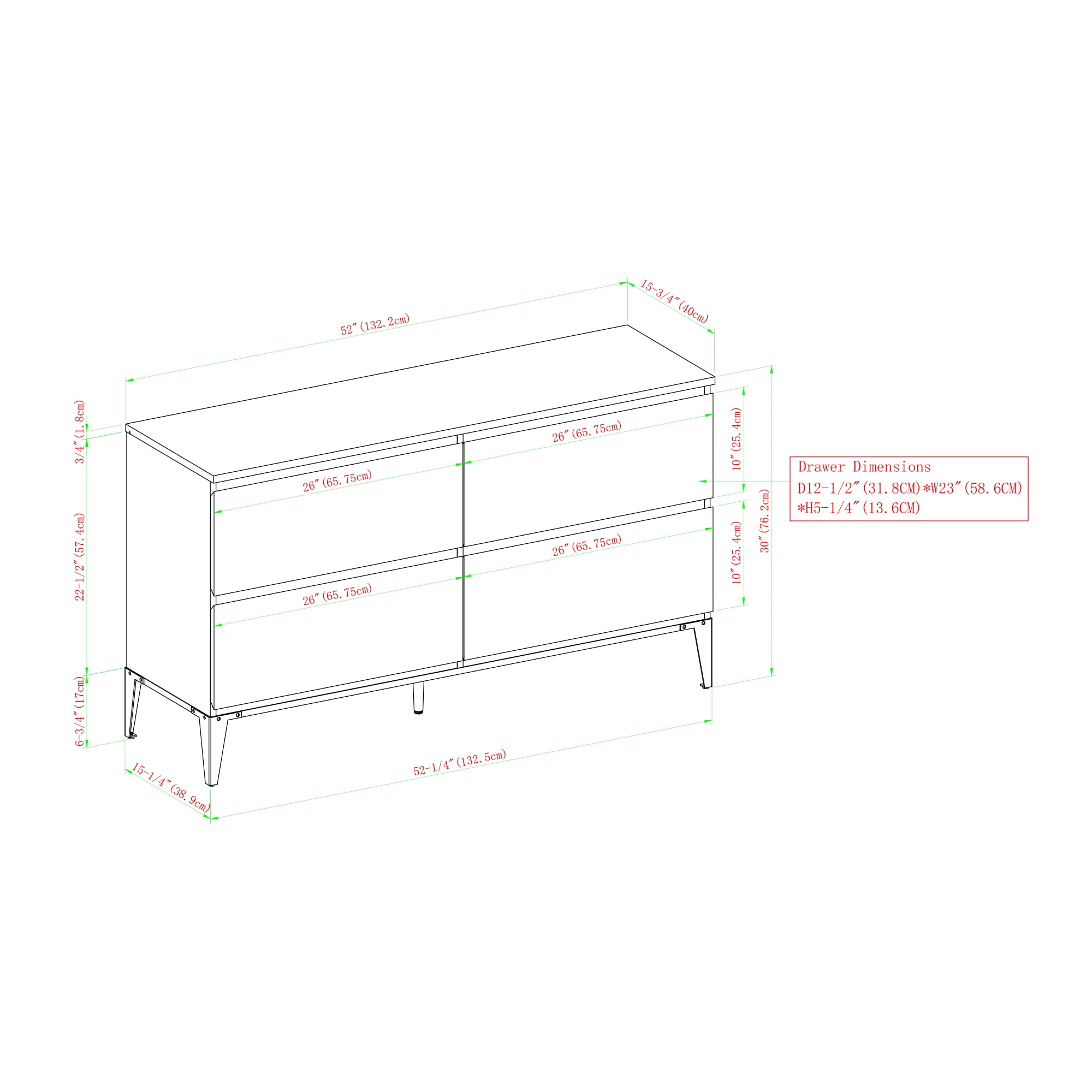 River Street Designs Milton Four-Drawer Dresser, English Oak