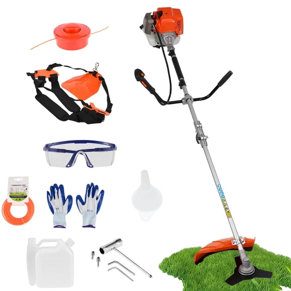 2 in 1 Gas String Trimmer, 52cc Weed Wacker Gas Powered, Cordless Hedge Trimmer, 2-Stroke Brush Cutter, Handheld Weed Eater, Plastic Handle & Shoulder Strap Included()