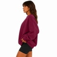 thumbnail image 6 of UDAUDU Sweatshirt for Women Oversized Crewneck Fleece Long Sleeve Pullover Hoodies Tops Fall Fashion Winter Outfits Clothes Wine M, 6 of 7