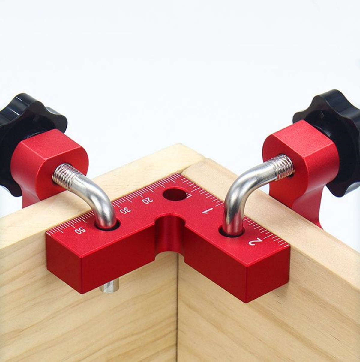 2 Set Corner Clamps, Kvago 90 Degree Mini Positioning Squares, Aluminum Alloy Clamps Woodworking Tools, 2.3"x 2.3" Right Angle Clamps Fixing Clamp for Picture Frame, Box, Cabinets, Drawers (Red)