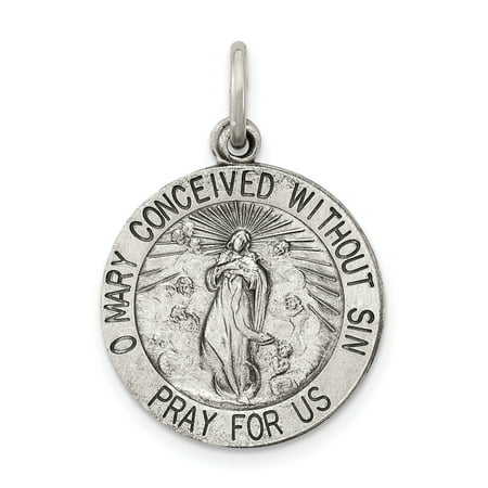 Sterling Silver Mop - Sterling Silver Antiqued Blessed Mother Medal QC5591