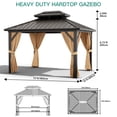 thumbnail image 6 of Luku 10x12FT Outdoor Hardtop Gazebo with Galvanized Iron Roof, Sturdy Aluminum Frame, Netting & Curtains, Wind Snow Resistant Permanent Gazebo for Patio, Lawn, Pool, Deck, 6 of 8