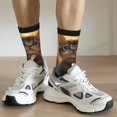 thumbnail image 6 of Disketp Sunflower Meditating Cat Unisex Crew Socks Lightweight Breathable Ventilation Ankle Socks, Mid-calf socks for Daily, 6 of 6