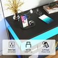 thumbnail image 2 of ChVans 71" LED TV Stand with Power Outlet for up 85" TVs, Modern High Gloss Gaming Entertainment Center, Black TV Console Table with Glass Door and Storage Cabinet, 2 of 8