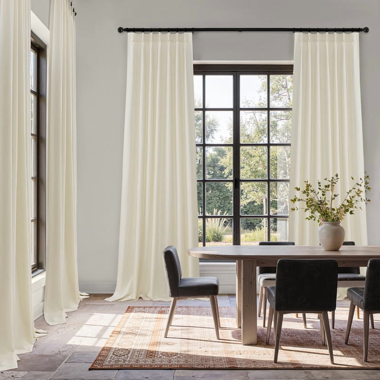 Topfinel Light Filtering Curtains Natural Pinch Pleated Drapes Back Tab Pinch Pleat Hooks Rings Window Treatments for Living Room Bedroom, Offwhite, 40x84 inch, 2 Panels