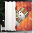 thumbnail image 4 of Ambesonne Christmas Shower Curtain, Funny Snowman Santa, 69"Wx75"L, White Orange, 4 of 5