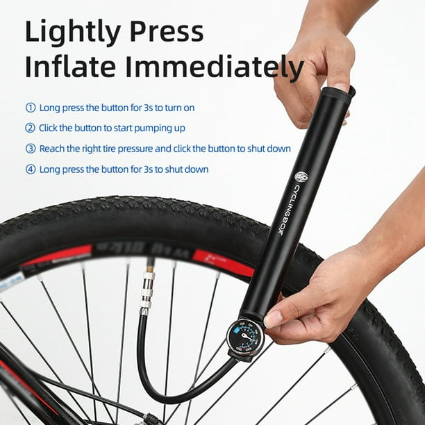 Bangcool Electric Bike Pump High Pressure Portable Automatic Road Bike Pump Bicycle Pump Black