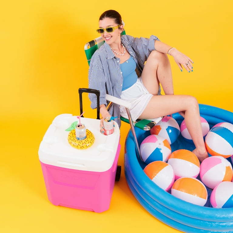 Igloo 60 QT Laguna Ice Chest Cooler with Wheels, Fuchsia Pink