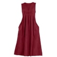 thumbnail image 4 of Women's Solid Color Pullover V Neck Sleeveless Loose Dress Red XXL, 4 of 5