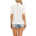 thumbnail image 3 of INSPIRE CHIC Boho Puff Sleeve Tops for Women's Casual Ruffle Shirt Eyelet Embroidered Lace Blouse XS White, 3 of 6