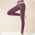 thumbnail image 4 of Efsteb Women's Yoga Pants High Waist Tight Hip Lifting Fitness Yoga Pants Stretch Gym Pants Running Sports Pants Purple L, 4 of 5