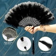 thumbnail image 2 of Foldable Feather Fan Handheld Chinese Vintage Style Hand Held Folding Fans for Party Wedding Dancing Decoration, 2 of 7