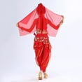 thumbnail image 7 of Red Girls Belly Dance Outfit - Middle Eastern Style 5-13 Years 100% Polyester with Coin Embellishments & Flowy Harem Pants, Complete Performance Set,Size 11-13 T, 7 of 7