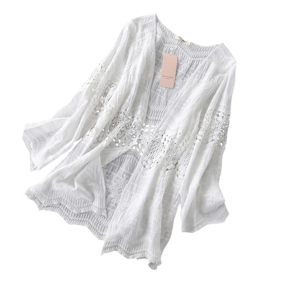 Cárdigan de mujer ahuecado Bikini camisa abierta Top de punto de verano para boda natación