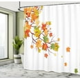 thumbnail image 3 of Fall Shower Curtain, Fall Image with Canadian Maple Leaves Botanical Foliage Nature Warm to Cold Effects, Fabric Bathroom Set with Hooks, 69W X 84L Inches Extra Long, Yellow Orange, by Ambesonne, 3 of 4