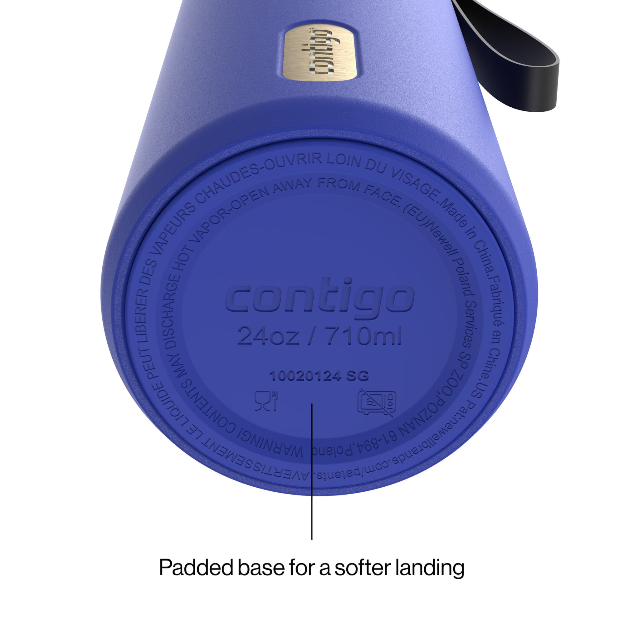 Contigo 24oz DualSip Insulated Stainless Steel Water Bottle with Built-In Straw and Drink Opening, Wild Indigo Blue/Champagne