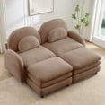 thumbnail image 2 of FFZ Teddy Cloud-Like 2-Seat Sofa with 2 Ottomans for Home, Camel, 2 of 12