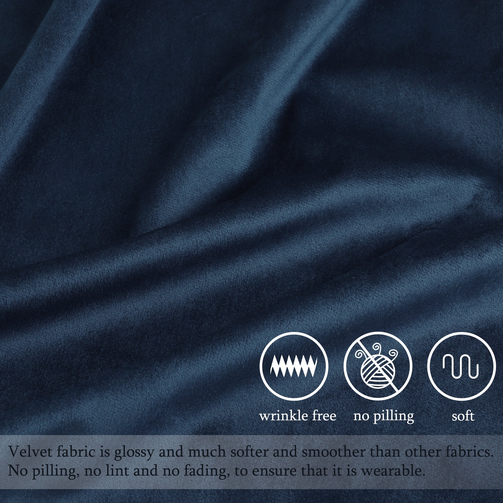 Unique Bargains 2Pcs Velvet Soft for Sofa Throw Pillow Covers Navy 18"x18"