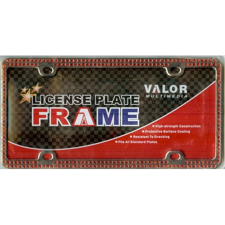 Chrome Coating Metal Double Row Red Diamond Frame