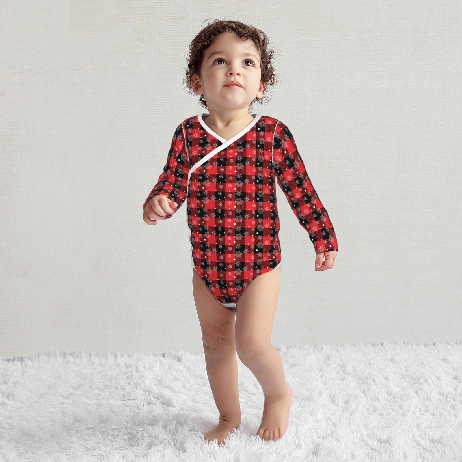 Xecao Christmas With Snowflakes Print Baby unisex-baby Cotton Long-sleeve Bodysuits-18 Months