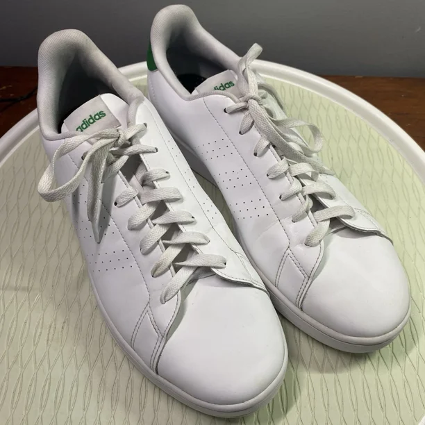 Adi - das Men's Advantage Sneaker Tennis Shoe, Footwear White/Green, US 13 UK 12.5