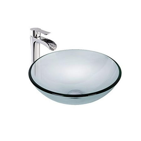 Vigo Vgt1075 Crystalline Glass Vessel Bathroom Sink Niko Faucet Set Chrome