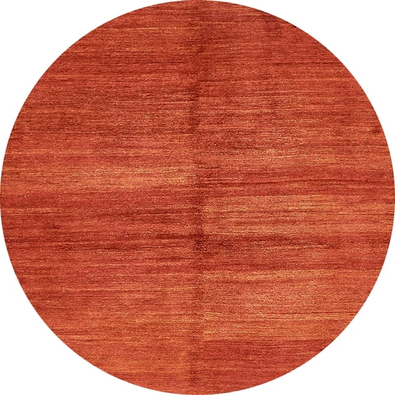 Ahgly Company Indoor Round Abstract Orange Red Abstract Area Rugs, 5' Round