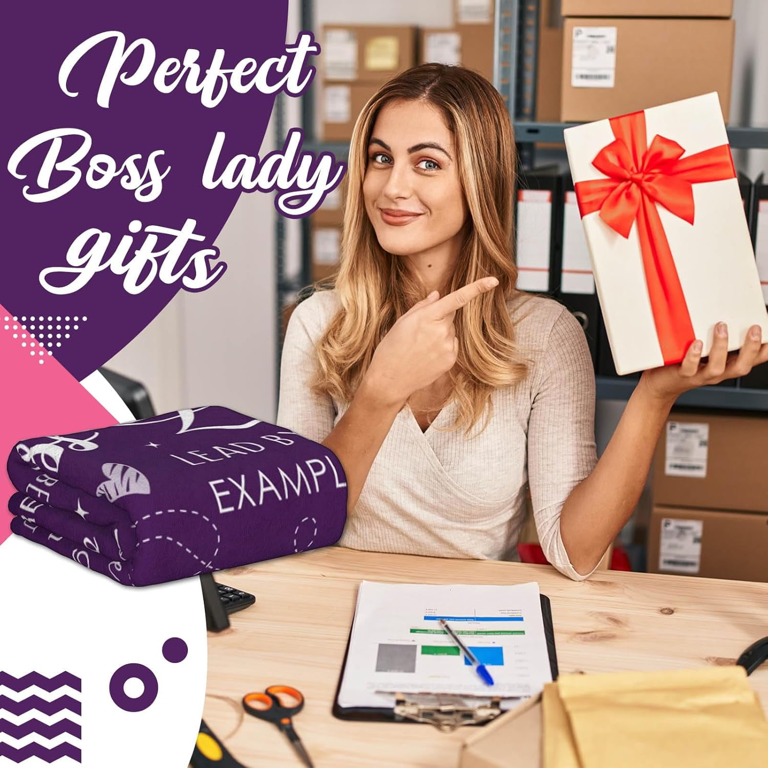 Boss Lady Gifts for Women Blankets, Boss Day Gifts, Boss Gifts Throw 60"X50", Gifts for Boss, Best Boss Gifts for Women, Boss Christmas Birthday Gifts, Bosses Day Gifts for Women