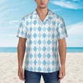 thumbnail image 4 of Daiia Blue and White Squares Hawaiian Shirt for Men Gentle Cotton Regular Short Sleeve Casual-3X-Large, 4 of 9