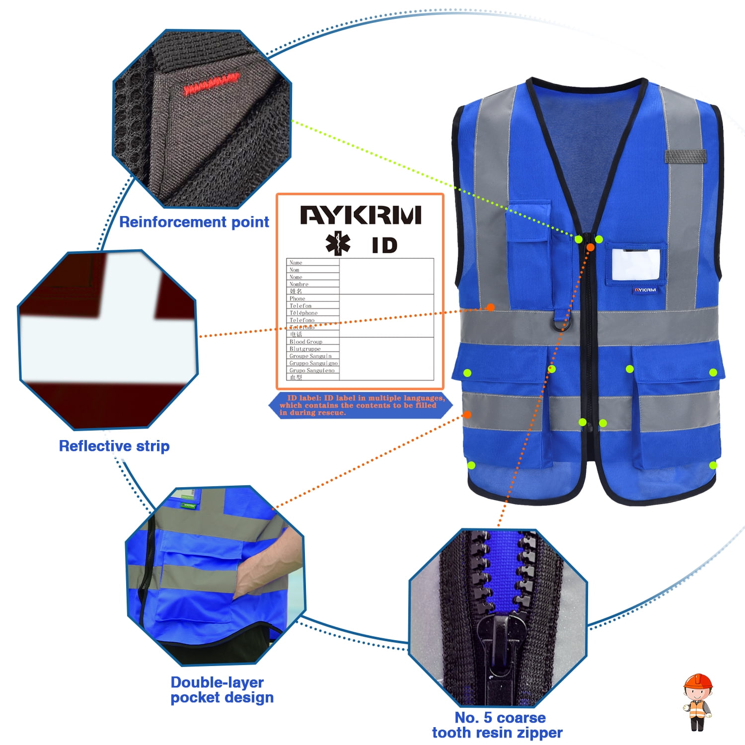 21 colour High visibility viz vest hi vis viz reflective safety vests for men
