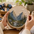 thumbnail image 4 of Cross Stitch Kit with Mountain Landscape Design and Scripture Verse, 6-Inch Hoop, Beige Fabric and Multicolor Threads, for Beginners and Craft Enthusiasts, Diy Needlework Set, 4 of 5