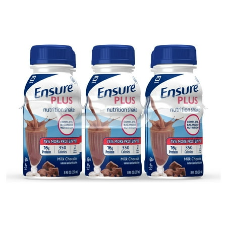 (2 pack) Ensure Plus Meal Replacement Nutrition Shake, Milk Chocolate, Ready To Drink, 8 fl oz, 6 Pack