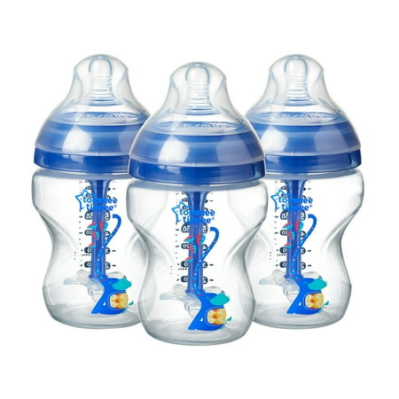 Tommee Tippee Advanced Anti-Colic Decorated Baby Bottles, Boy – 9 Ounce, Blue, 3 Count