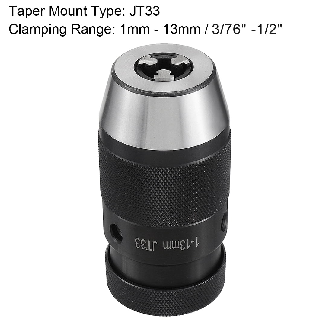 Unique Bargains Keyless Drill Chuck JT33 Taper Mount Adjustable 3/76"-1/2" 3-Jaw Design
