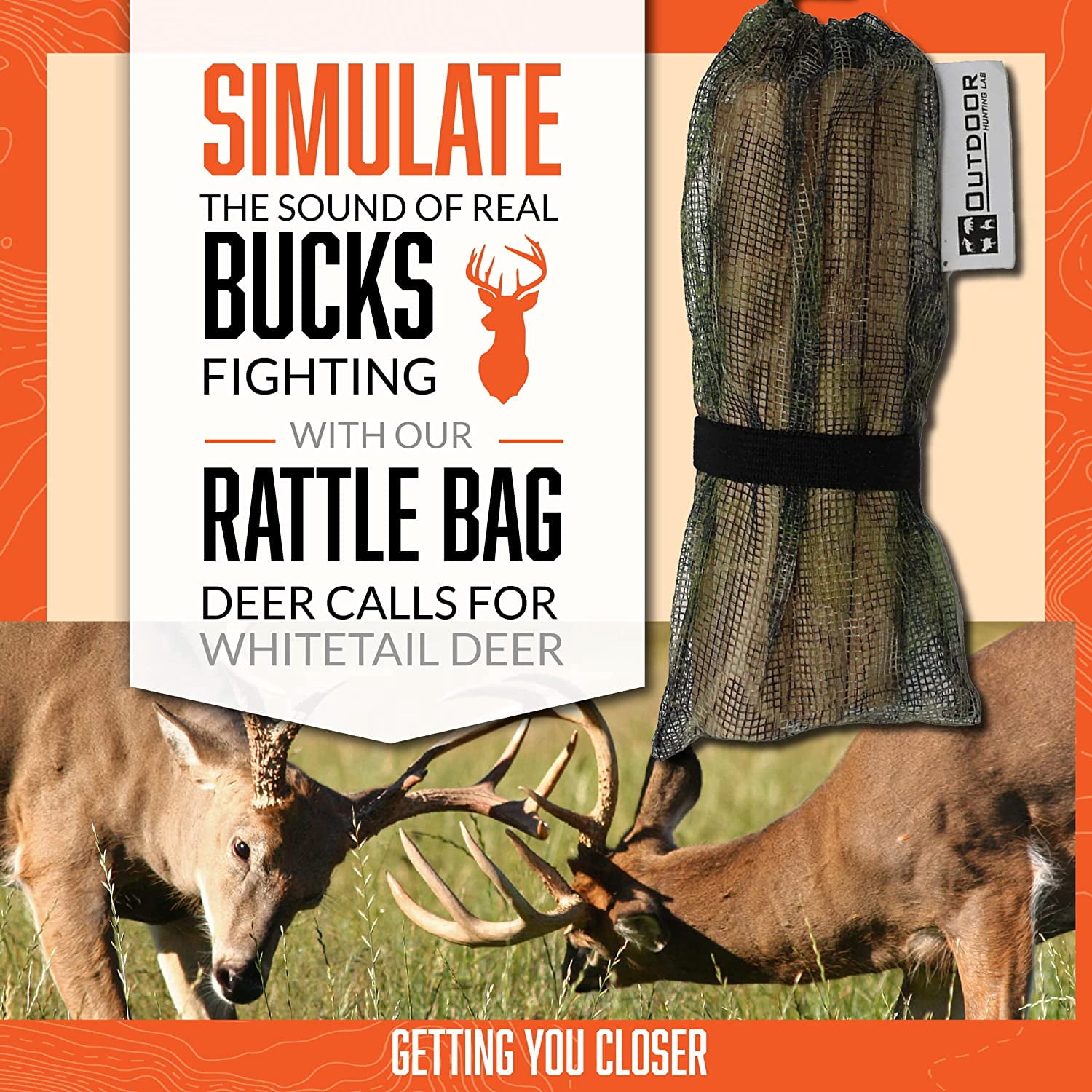 Outdoor Hunting Lab Deer Call for Hunting Whitetail Deer - Rattle Bag with Mesh Bag