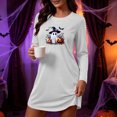 thumbnail image 3 of Stamzod House Dress for Women Halloween Print Long Sleeve T Shirt Nightgown Soft Crew Neck Short Sleep Shirt M, 3 of 7