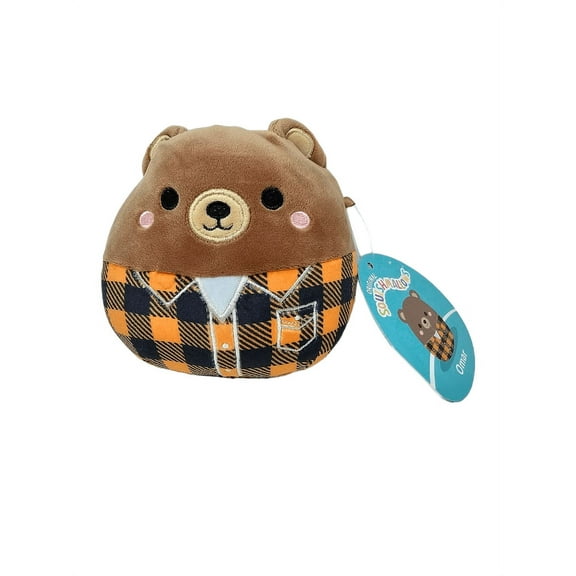 Squishmallows Official Kellytoys Plush 5 Inch Omar the Bear Plaid Shirt Fall Squad Ultimate Soft Plush Stuffed Toy