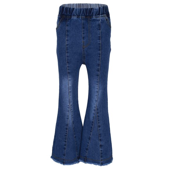 DPOIS Big Kid Girls Youth Junior Denim Jeans Bell Bottom Flare Pants Blue 5-6