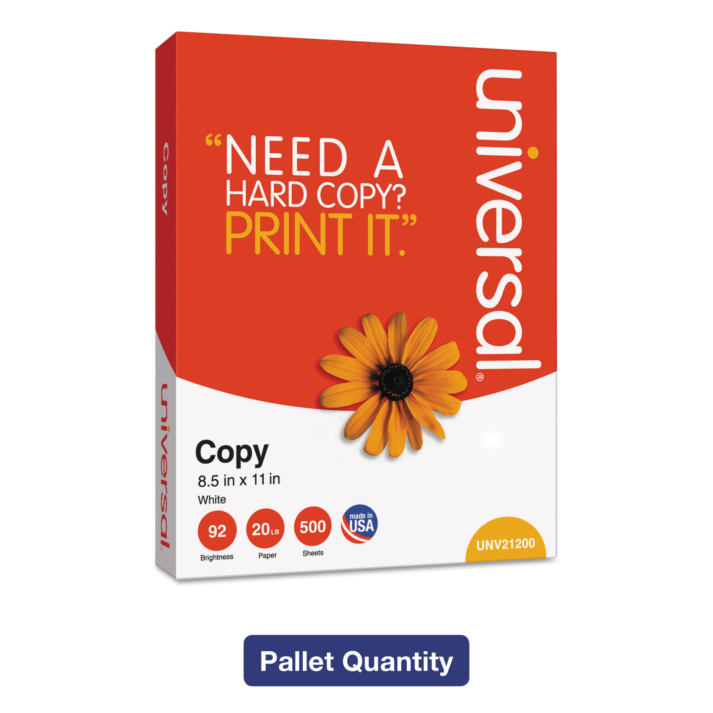 UNIVERSAL Copy Paper 92 Brightness 20lb 8-1/2 x 11 White 5000 Sheets/Carton 